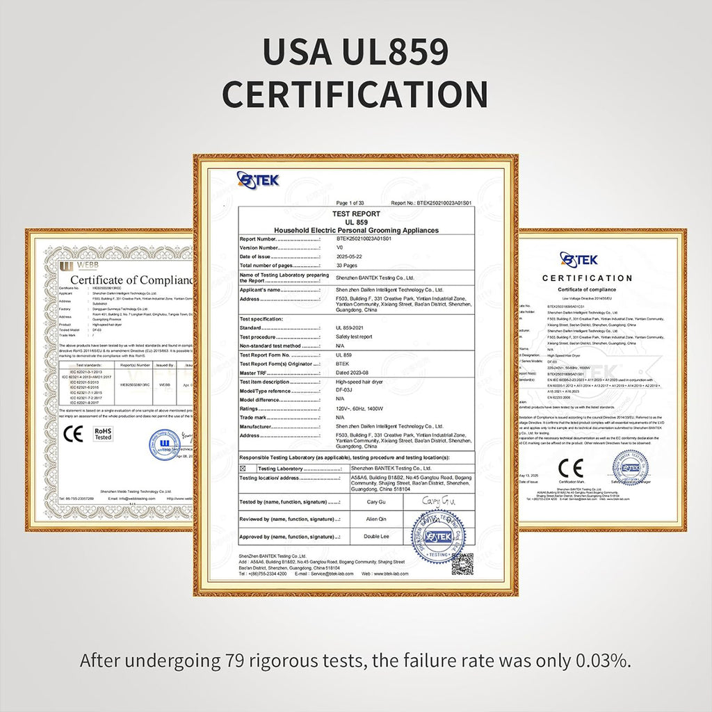 Professional High Speed Hair Dryer with Diffuser, 500 Million Negative Ions, Ultra-Fast Drying, Low Noise, 150000 RPM, Infrared Blow Dryer  with a Magnetic Nozzle for Faster Drying Hair Types