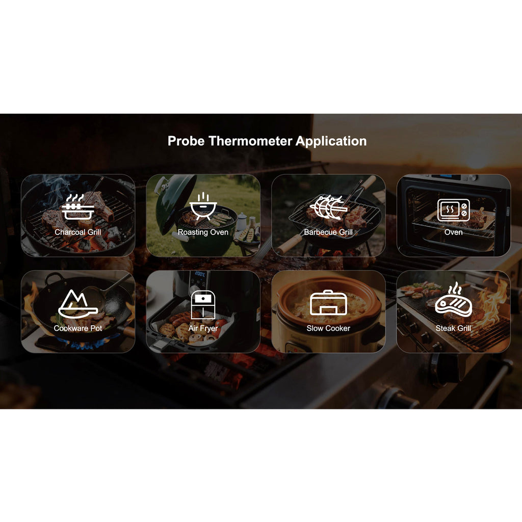 Smart Bluetooth Wireless Meat Thermometer Digital, Standalone Display Base for BBQ, Grill, Oven, Smoker, Air Fryer, Kitchen, High-Accuracy Sensors Perfect for Steak, Chicken, Turkey